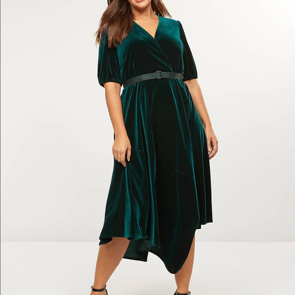 Lane bryant green velvet dress